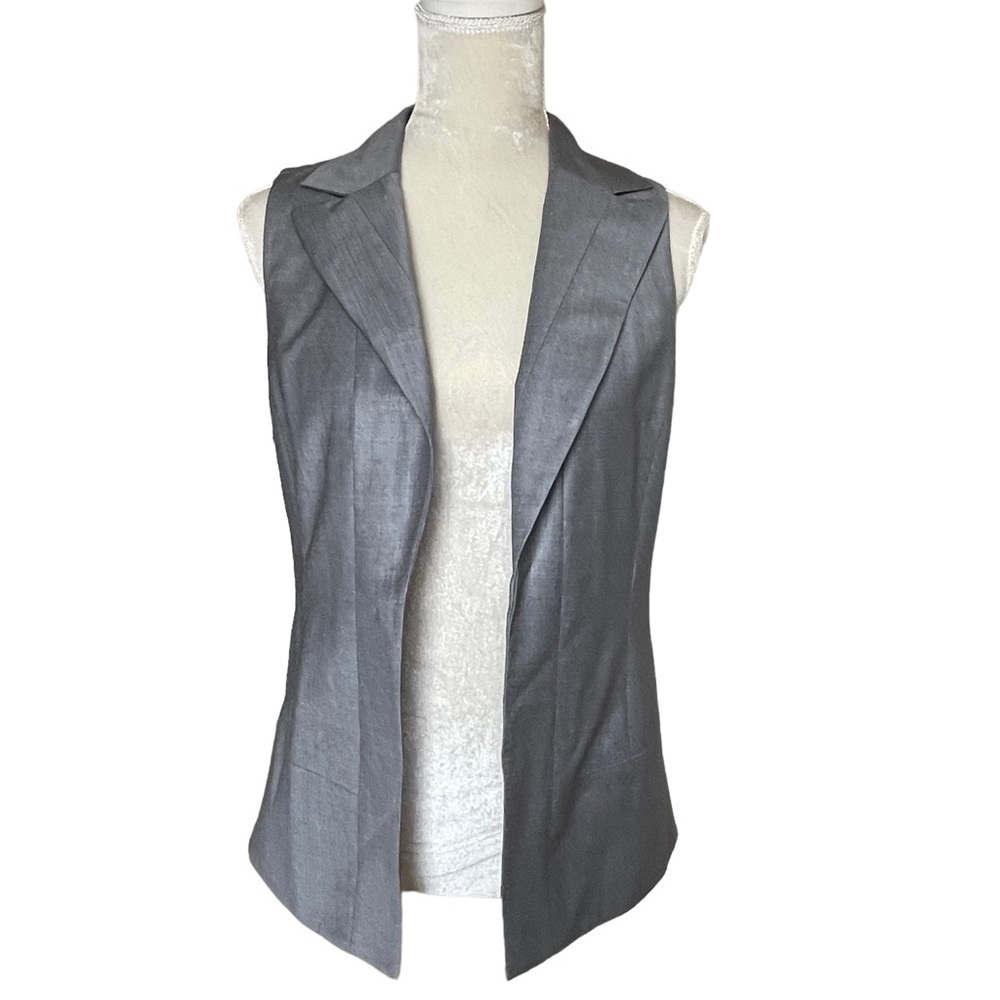 Vittadini Women’s Wool Blend Open Front Vest Sleeveless Blazer Jacket Size S